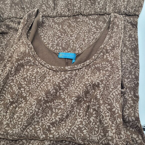 Fresh Produce Women's Large Maxi Dress Brown Print Ruffle Sleeveless Casual - Picture 3 of 11